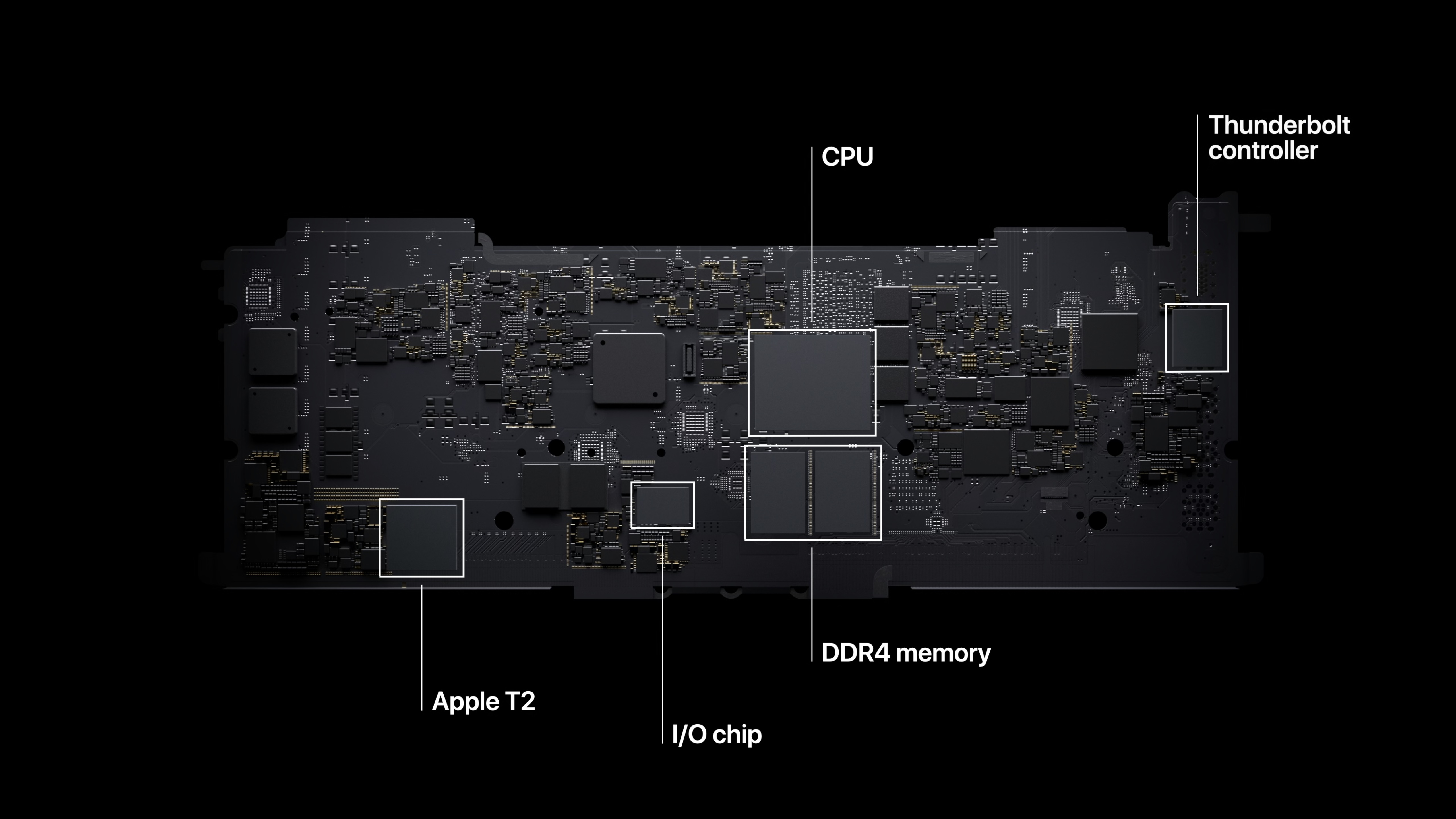 Early 2020 MacBook Air logic board with individual components, *Source/Apple*
